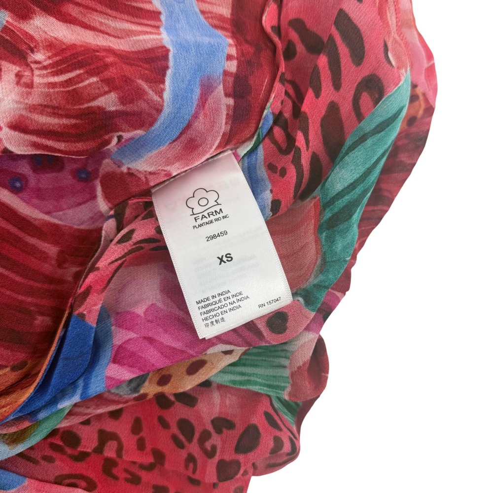 Farm Rio Mixed Print Maxi Dress Animal Collage Tie Waist Ruffle Long Sleeve XS‎ - Picture 14 of 14